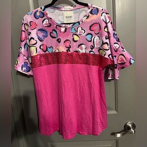 Southern Stitch Size S Hearts and Glitter Pullover Top NWT